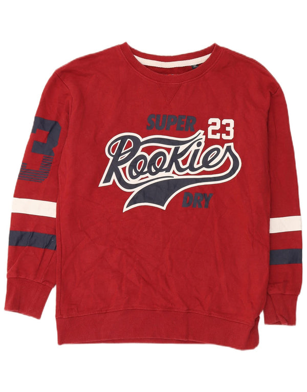 Superdry Mens Graphic Sweatshirt Jumper Small Red Colourblock Cotton