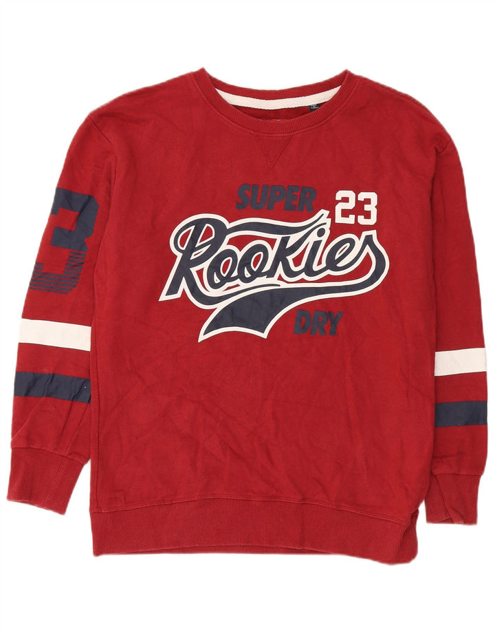 Superdry Mens Graphic Sweatshirt Jumper Small Red Colourblock Cotton