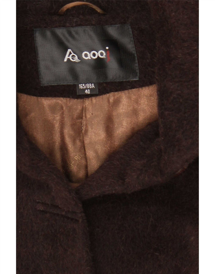 Vintage Womens Faux Fur Overcoat EU 40 Medium Brown