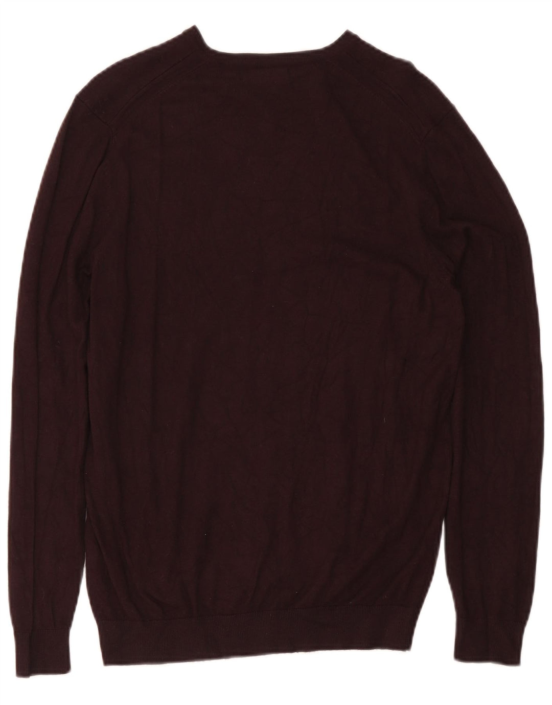 Zara Mens V-Neck Jumper Sweater Medium Burgundy Viscose