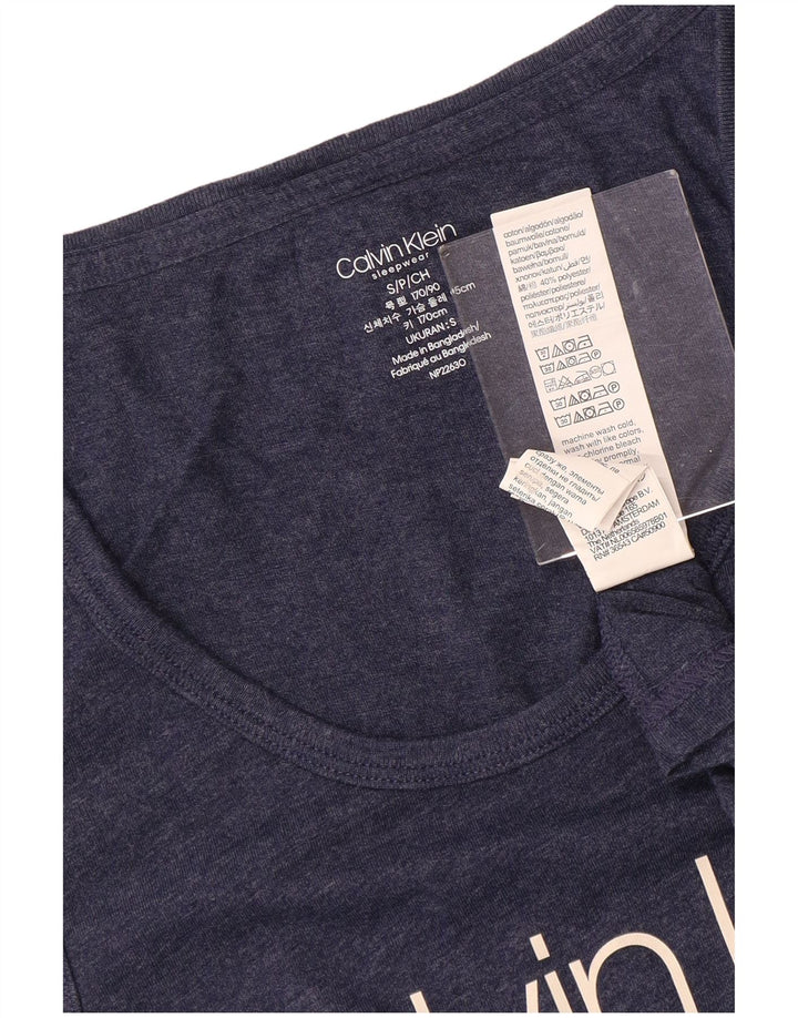 CALVIN KLEIN Mens Graphic Vest Top Small Navy Blue Cotton