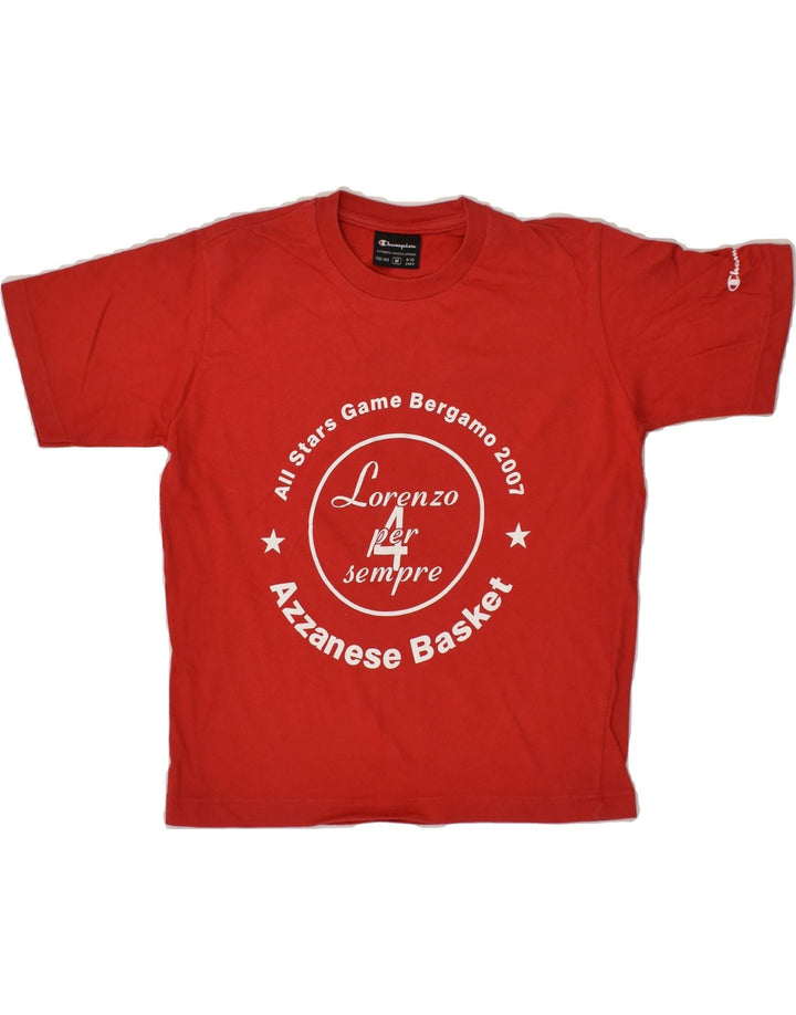 CHAMPION Boys Graphic T-Shirt Top 9-10 Years Medium Red Cotton | Vintage Champion | Thrift | Second-Hand Champion | Used Clothing | Messina Hembry 
