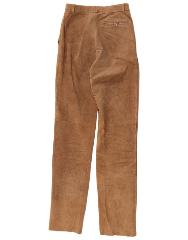 Vintage Womens Suede Trousers IT 36 XS W24 L31 Brown Leather