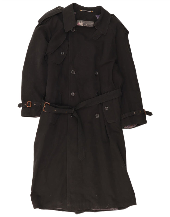 Vintage Mens Trench Coat IT 48 Medium Black