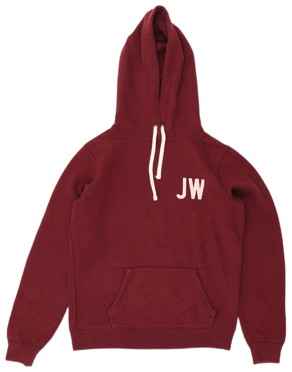 Jack Wills Womens Graphic Hoodie Jumper UK 12 Medium Burgundy Cotton