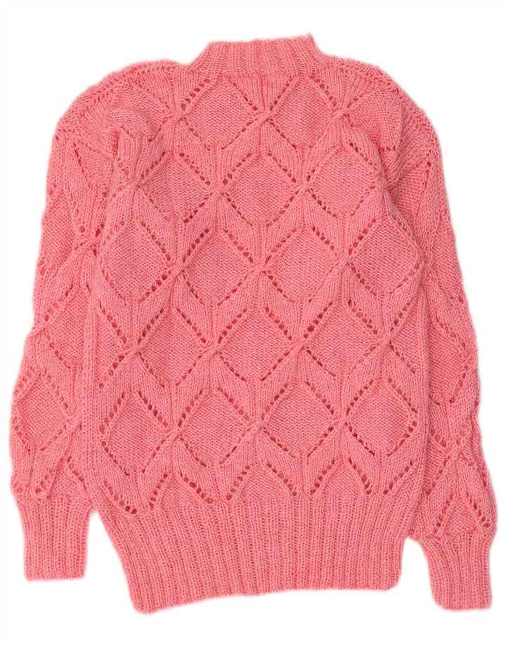 Vintage Womens Turtle Neck Jumper Sweater UK 10 Small Pink