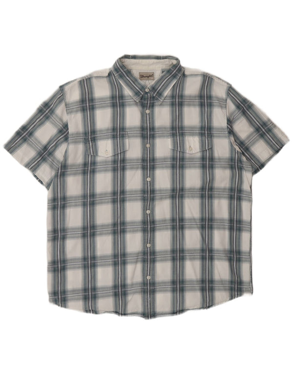 Wrangler Mens Short Sleeve Shirt 2XL Blue Check Cotton
