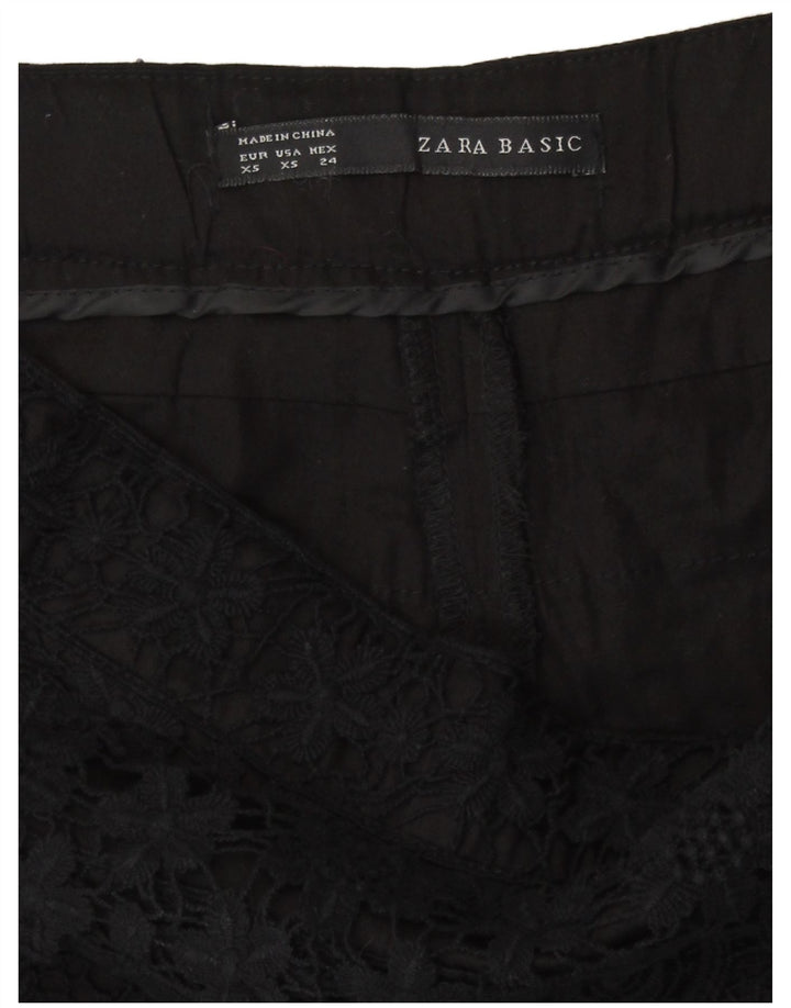 Zara Womens Hot Pants XS W24 Black Floral