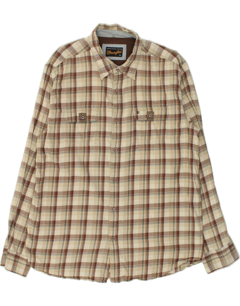 WRANGLER Mens Shirt XL Brown Check Cotton | Vintage Wrangler | Thrift | Second-Hand Wrangler | Used Clothing | Messina Hembry 