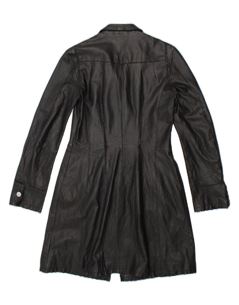 MAFFEI Womens Leather Coat UK 12 Medium Black Leather Vintage Maffei and Second-Hand Maffei from Messina Hembry 