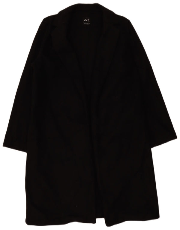 Zara Womens Open Overcoat UK 16 Large Black Polyester