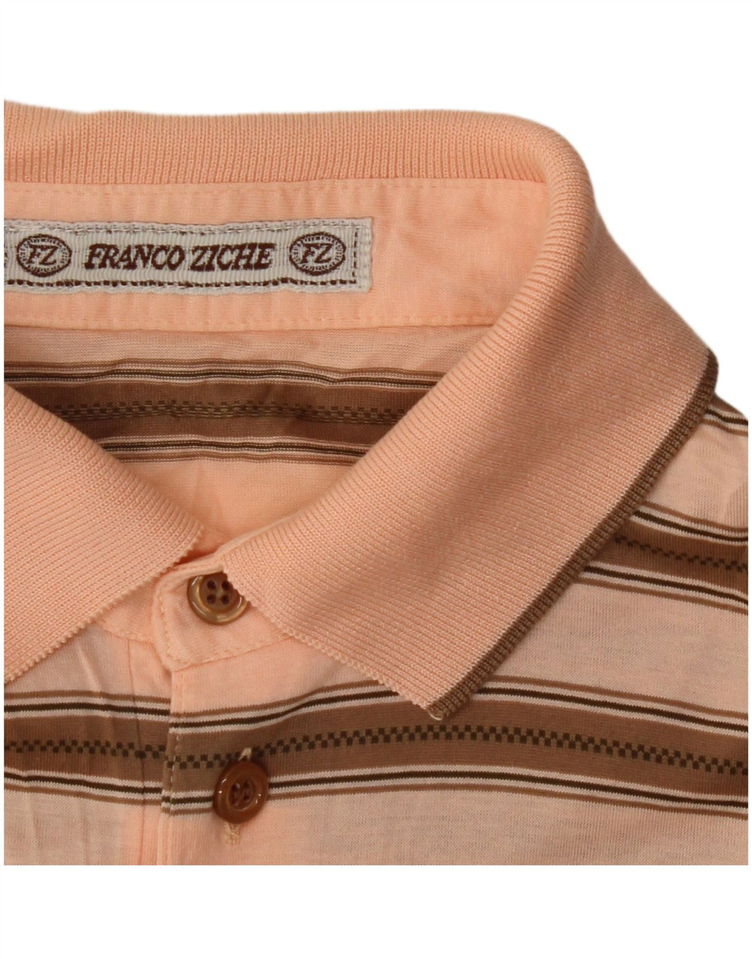 Franco Ziche Mens Polo Shirt Large Beige Striped