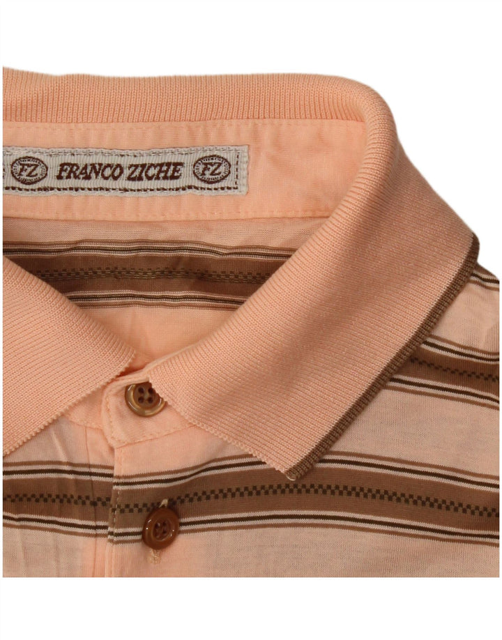 Franco Ziche Mens Polo Shirt Large Beige Striped