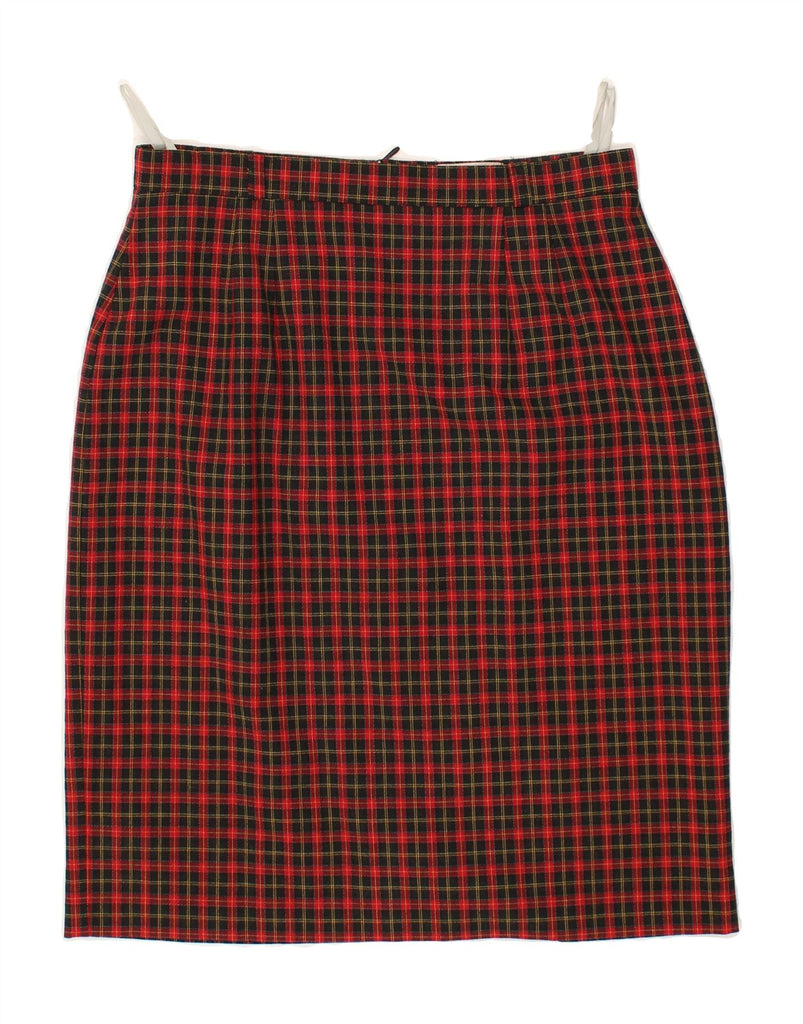 VINTAGE Womens Straight Skirt UK 12 Medium W28 Red Check Polyamide | Vintage Vintage | Thrift | Second-Hand Vintage | Used Clothing | Messina Hembry 