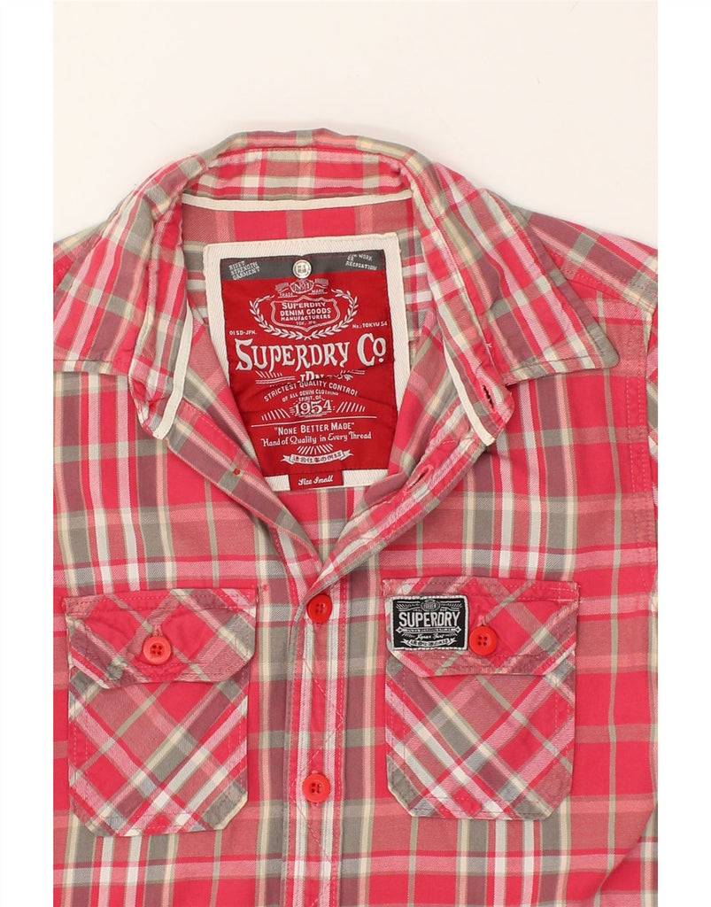 SUPERDRY Mens Flannel Shirt Small Pink Check Cotton | Vintage Superdry | Thrift | Second-Hand Superdry | Used Clothing | Messina Hembry 