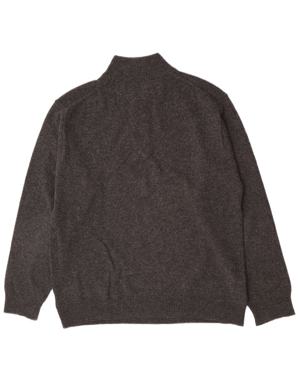 Asics Mens Zip Neck Jumper Sweater XL Grey Lambswool