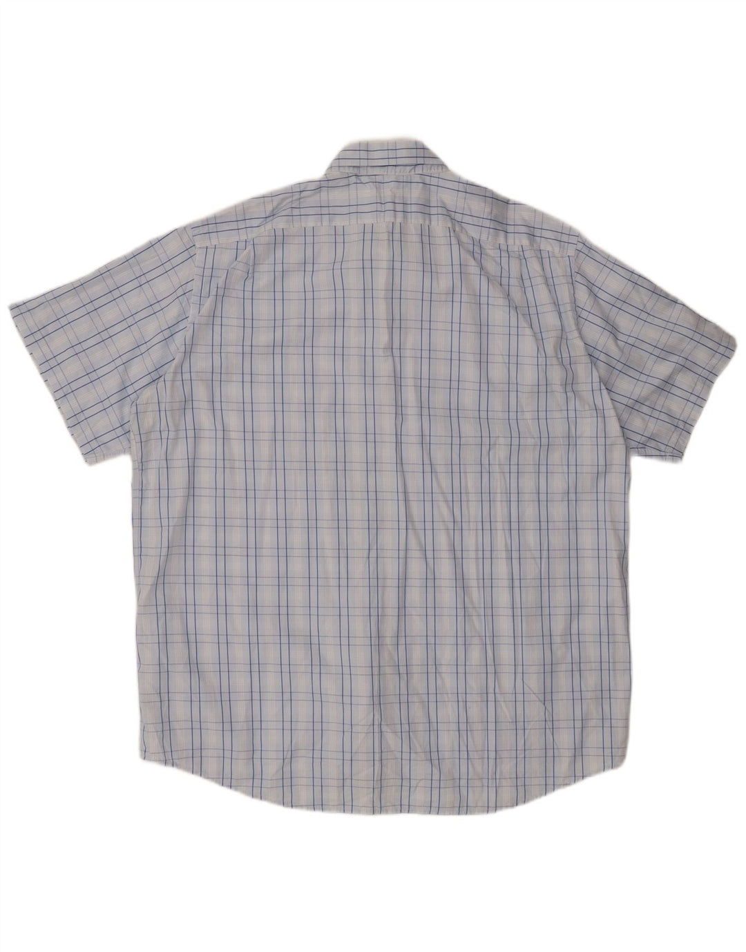 LACOSTE Mens Short Sleeve Shirt Size 46 2XL Blue Check Cotton