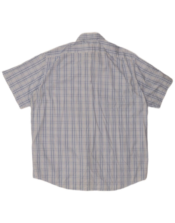 LACOSTE Mens Short Sleeve Shirt Size 46 2XL Blue Check Cotton