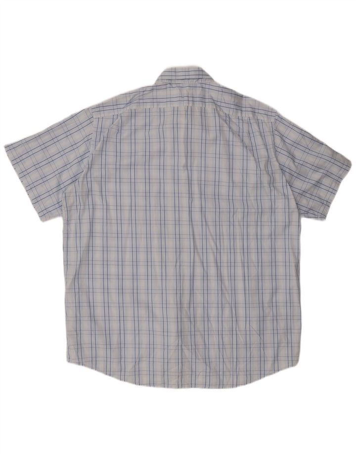 LACOSTE Mens Short Sleeve Shirt Size 46 2XL Blue Check Cotton