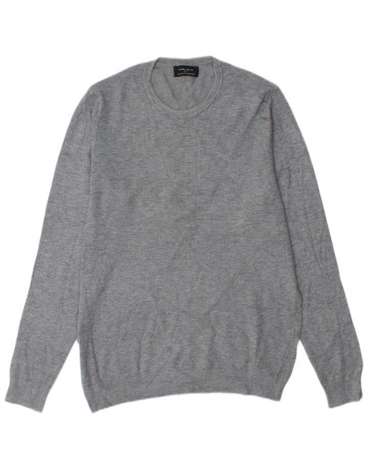 ZARA Mens Crew Neck Jumper Sweater Large Grey Viscose