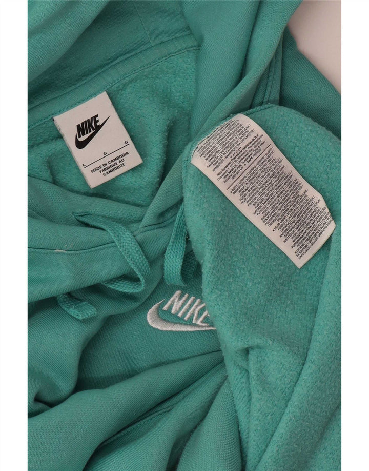 Nike Mens Hoodie Jumper Large Turquoise Cotton