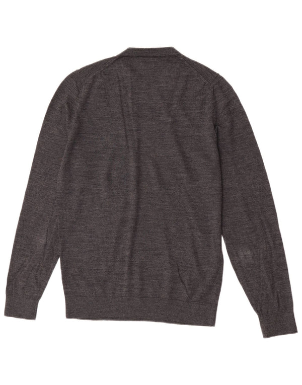Massimo Dutti Mens Crew Neck Jumper Sweater Medium Grey Merino Wool