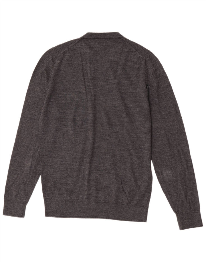Massimo Dutti Mens Crew Neck Jumper Sweater Medium Grey Merino Wool