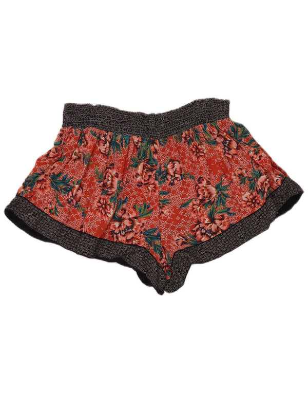 Marks & Spencer Womens Casual Shorts UK 22 3XL W40 Orange Floral Viscose