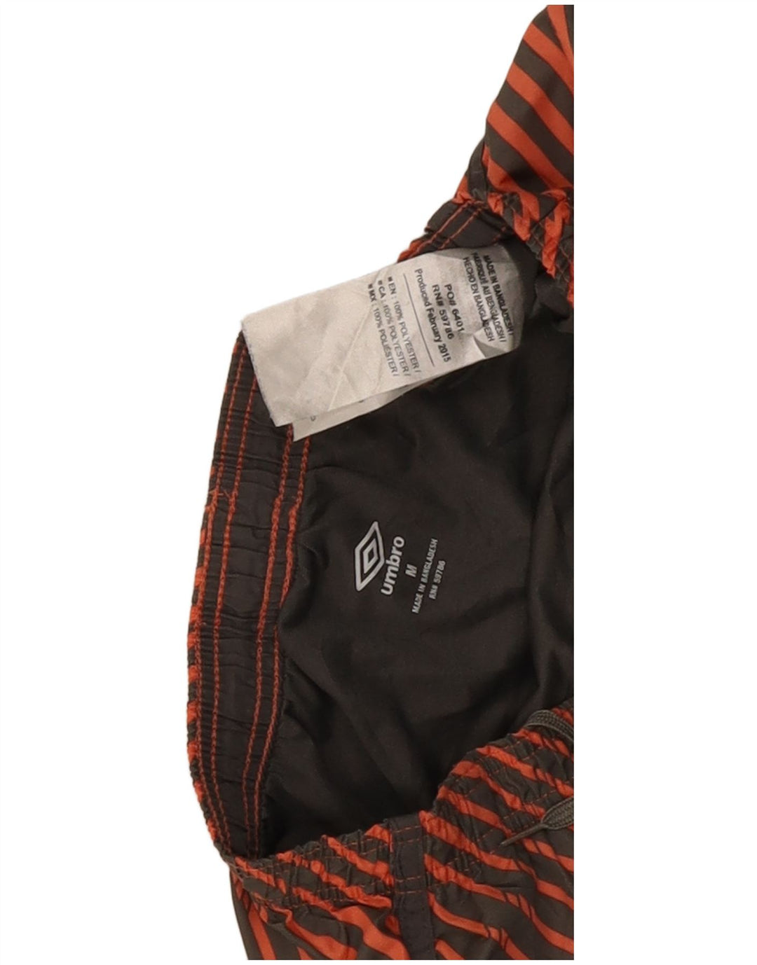 Umbro Mens Sport Shorts Medium Orange Striped Polyester