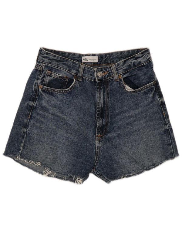 Zara Womens Denim Shorts EU 38 Small W28 Navy Blue Cotton