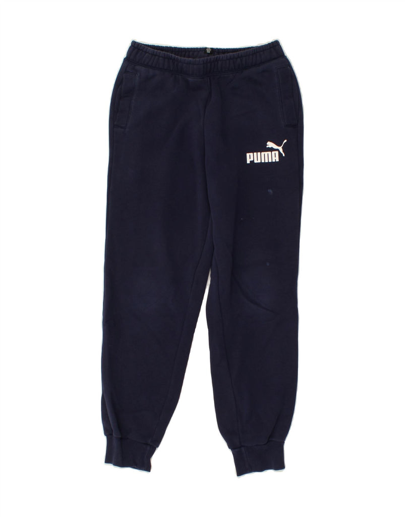 PUMA Boys Graphic Tracksuit Trousers Joggers 11-12 Years Navy Blue Cotton | Vintage Puma | Thrift | Second-Hand Puma | Used Clothing | Messina Hembry 