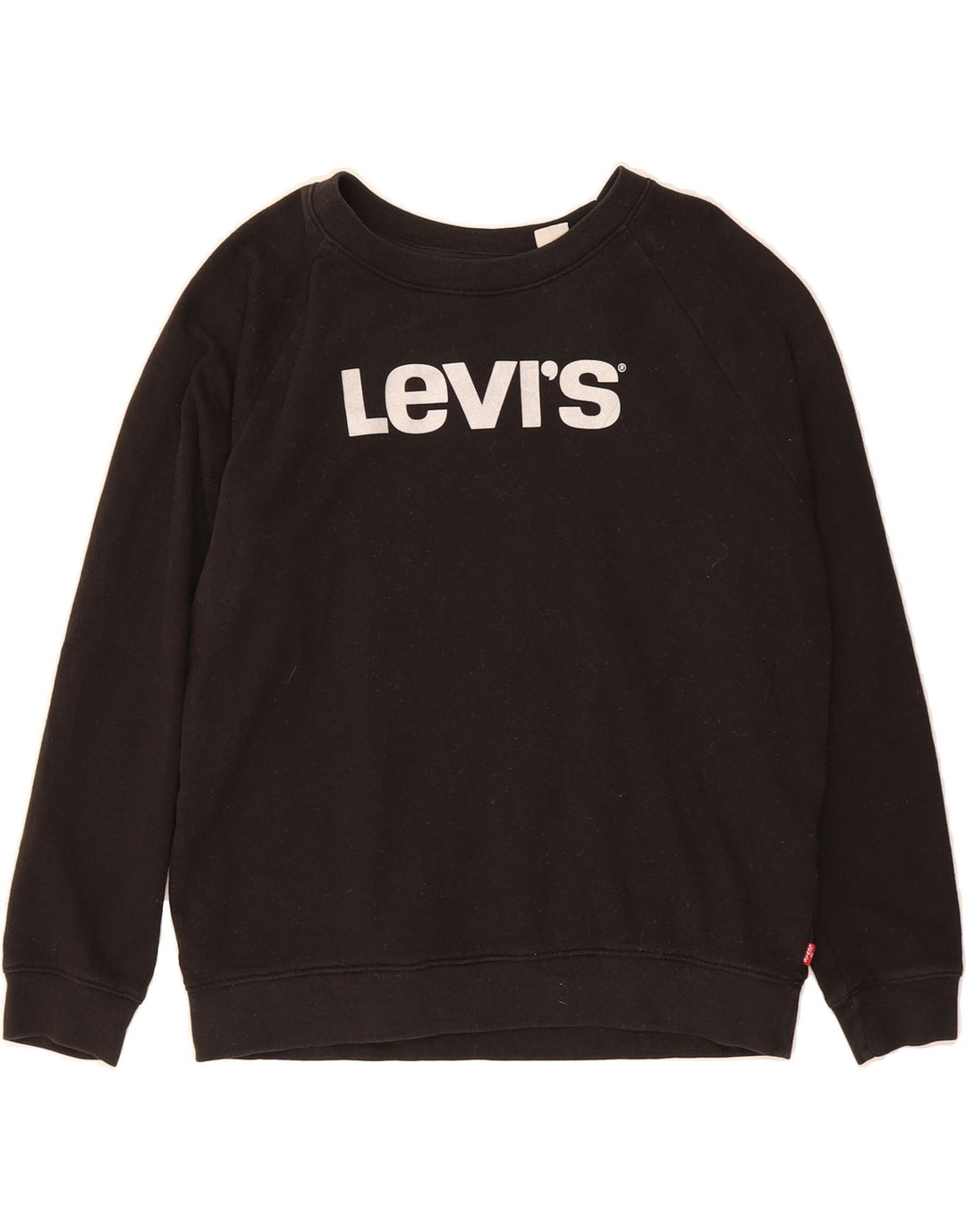 LEVI'S Womens Graphic Oversized Sweatshirt Jumper UK 10 Small Black Cotton Vintage Levi's and Second-Hand Levi's from Messina Hembry 