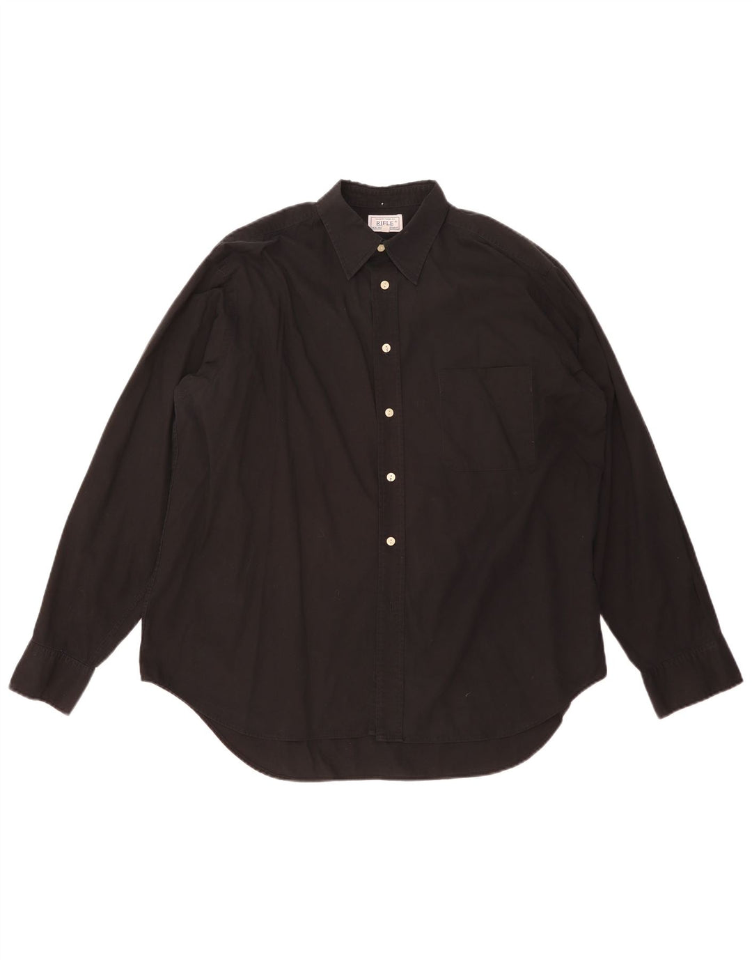 Rifle Mens Relaxed Fit Shirt Medium Black Cotton