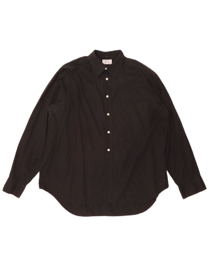 Rifle Mens Relaxed Fit Shirt Medium Black Cotton