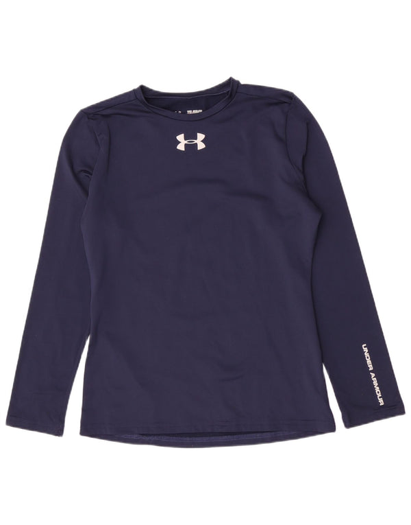 Under Armour Girls Graphic Top Long Sleeve 13-14 Years XL Navy Blue Sports
