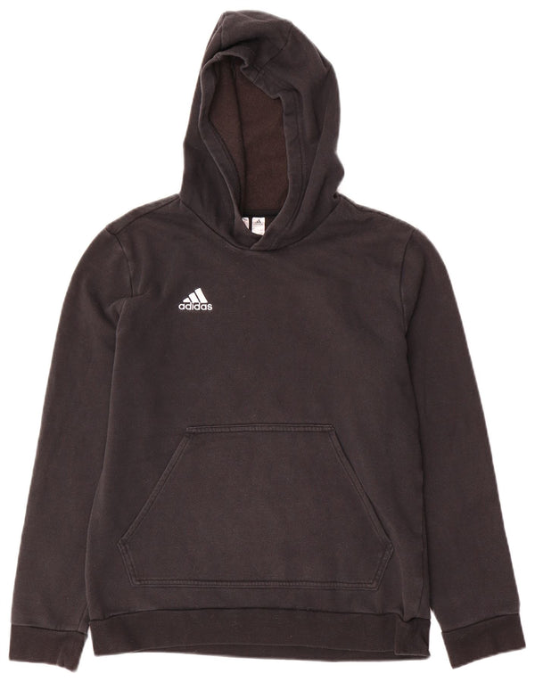 ADIDAS Boys Hoodie Jumper 13-14 Years Black Cotton