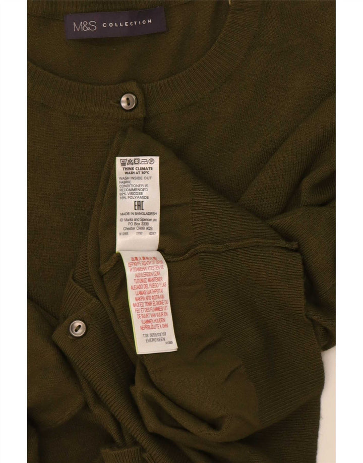 Marks & Spencer Womens Cardigan Sweater UK 12 Medium Khaki Viscose