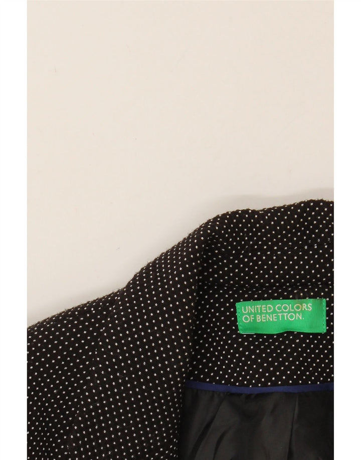 BENETTON Womens 2 Button Blazer Jacket UK 10 Small Grey Spotted Polyester Vintage Benetton and Second-Hand Benetton from Messina Hembry 