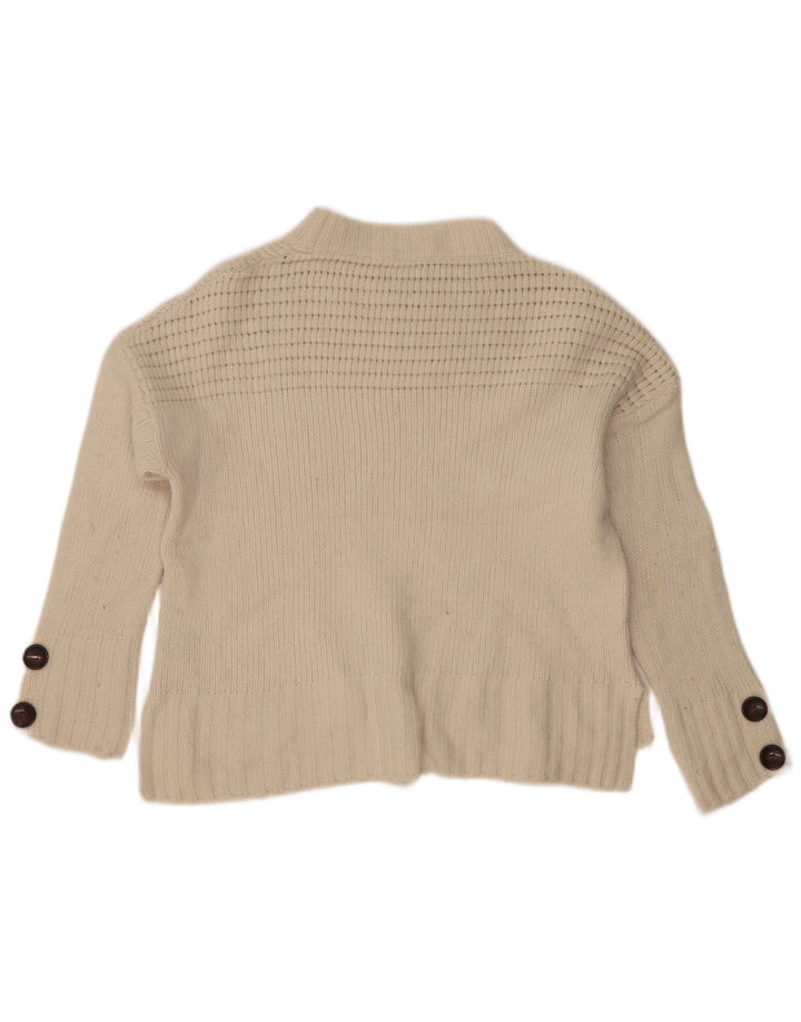 MASSIMO DUTTI Womens Turtle Neck Jumper Sweater UK 6 XS Off White