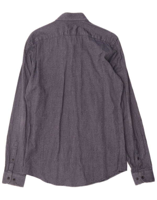 Reiss Mens Slim Fit Shirt Medium Navy Blue Cotton