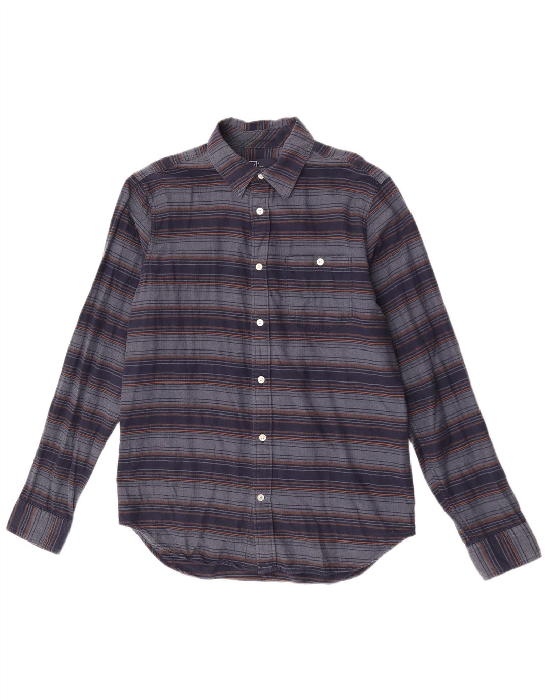 Gap Mens Flannel Shirt Medium Navy Blue Striped Cotton
