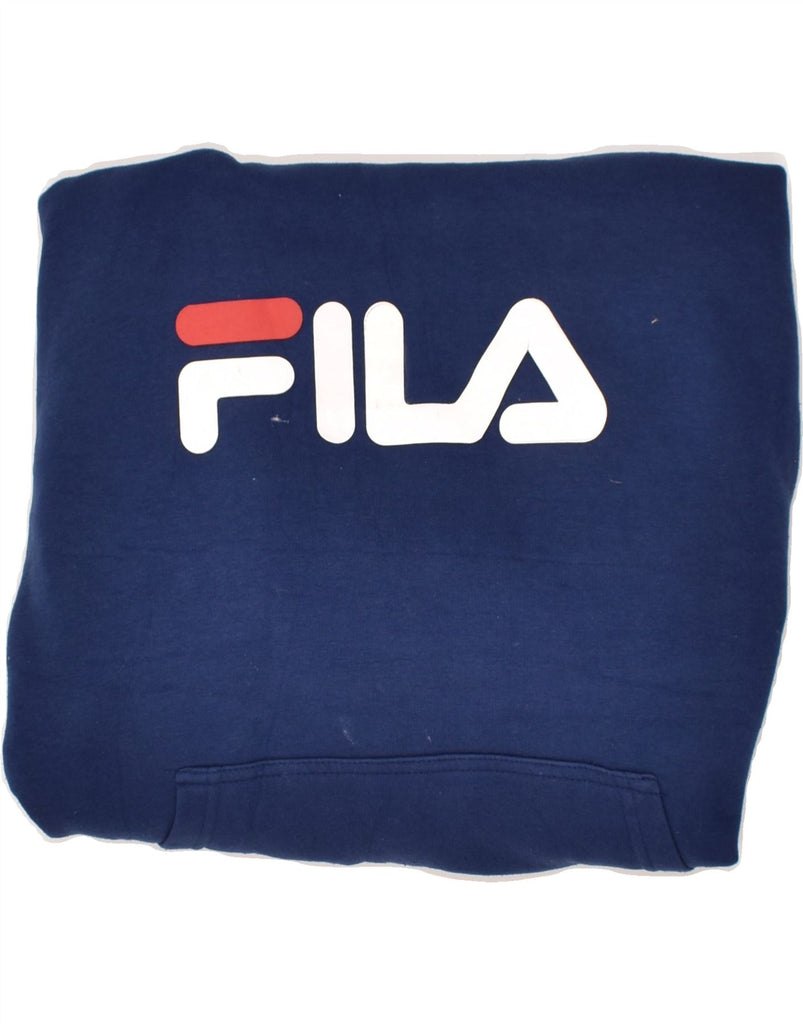 FILA Mens Graphic Hoodie Jumper IT 52 Large Blue | Vintage Fila | Thrift | Second-Hand Fila | Used Clothing | Messina Hembry 