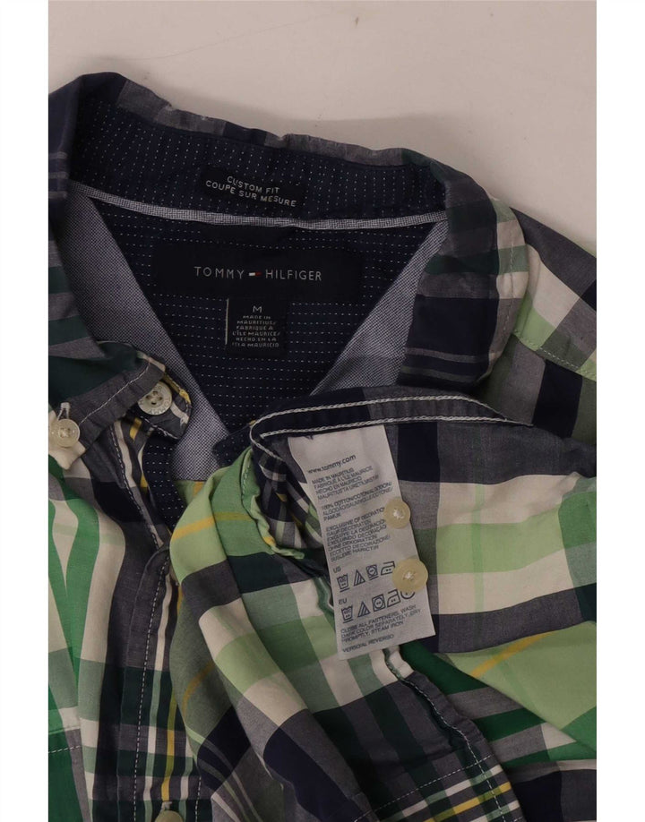 Tommy Hilfiger Mens Short Sleeve Custom Fit Shirt Medium Green Check Cotton