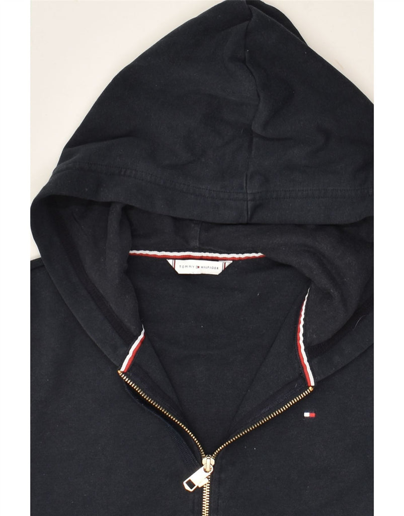 TOMMY HILFIGER Womens Zip Hoodie Sweater UK 14 Large Navy Blue Cotton Vintage Tommy Hilfiger and Second-Hand Tommy Hilfiger from Messina Hembry 