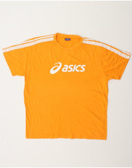 ASICS Mens Graphic T-Shirt Top Large Orange Cotton