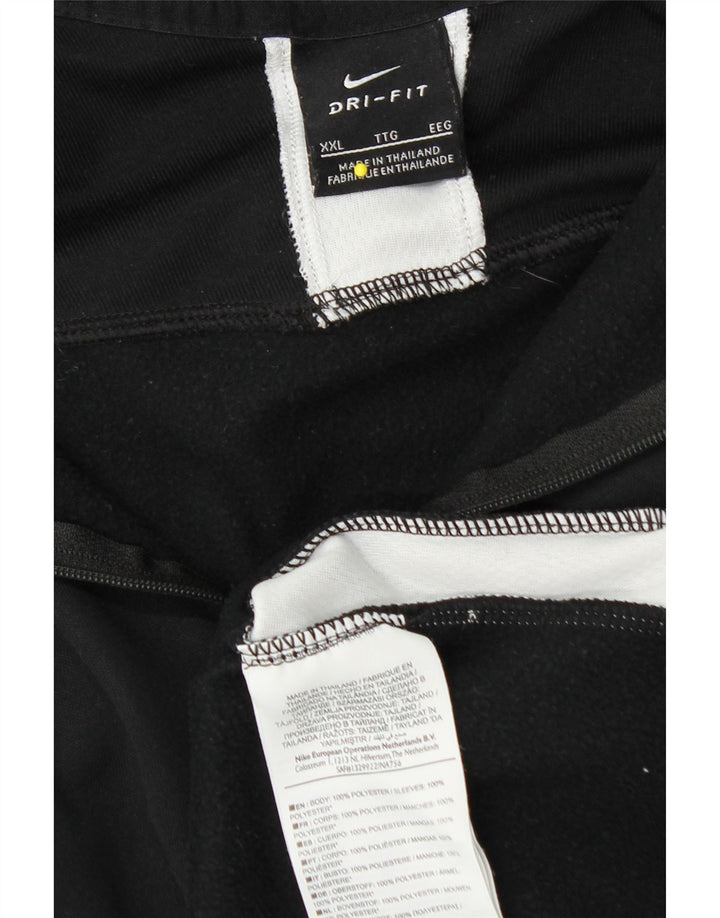 NIKE Mens Dri Fit Zip Neck Pullover Tracksuit Top 2XL Black Colourblock