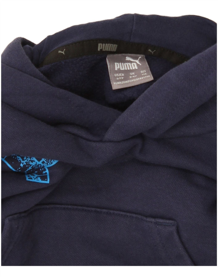 PUMA Boys Graphic Hoodie Jumper 5-6 Years Navy Blue