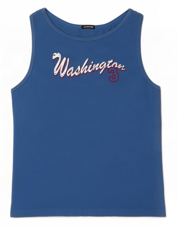 Playlife Girls Graphic Vest Top 11-12 Years Large Blue Cotton