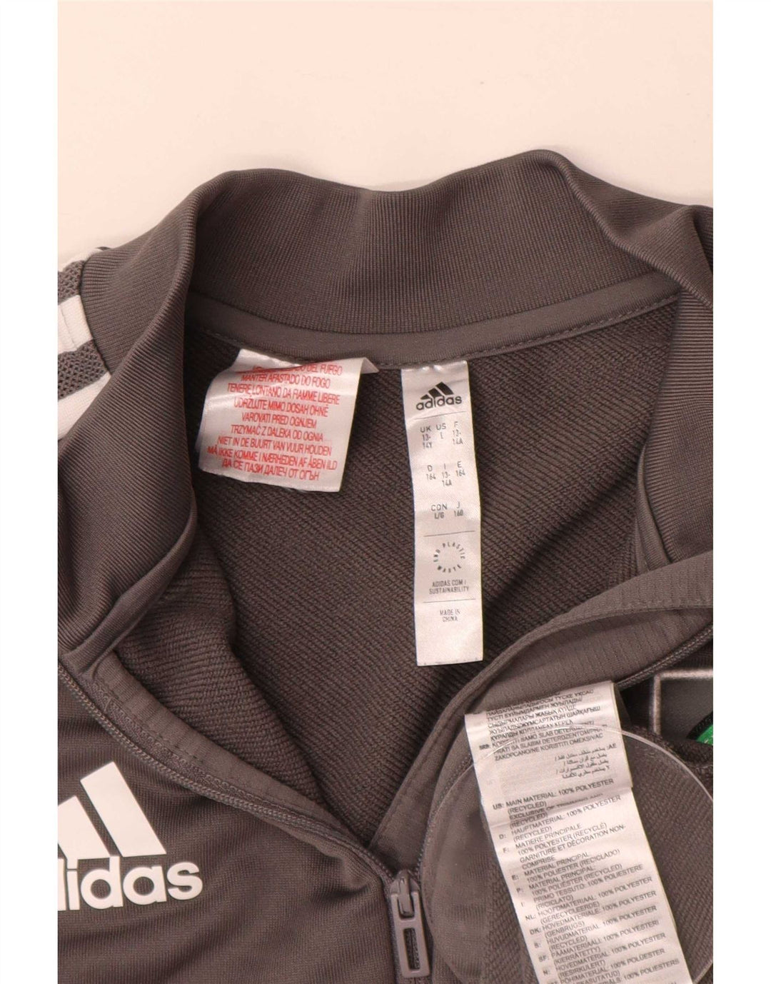 Adidas Boys Graphic Pullover Tracksuit Top 13-14 Years Grey