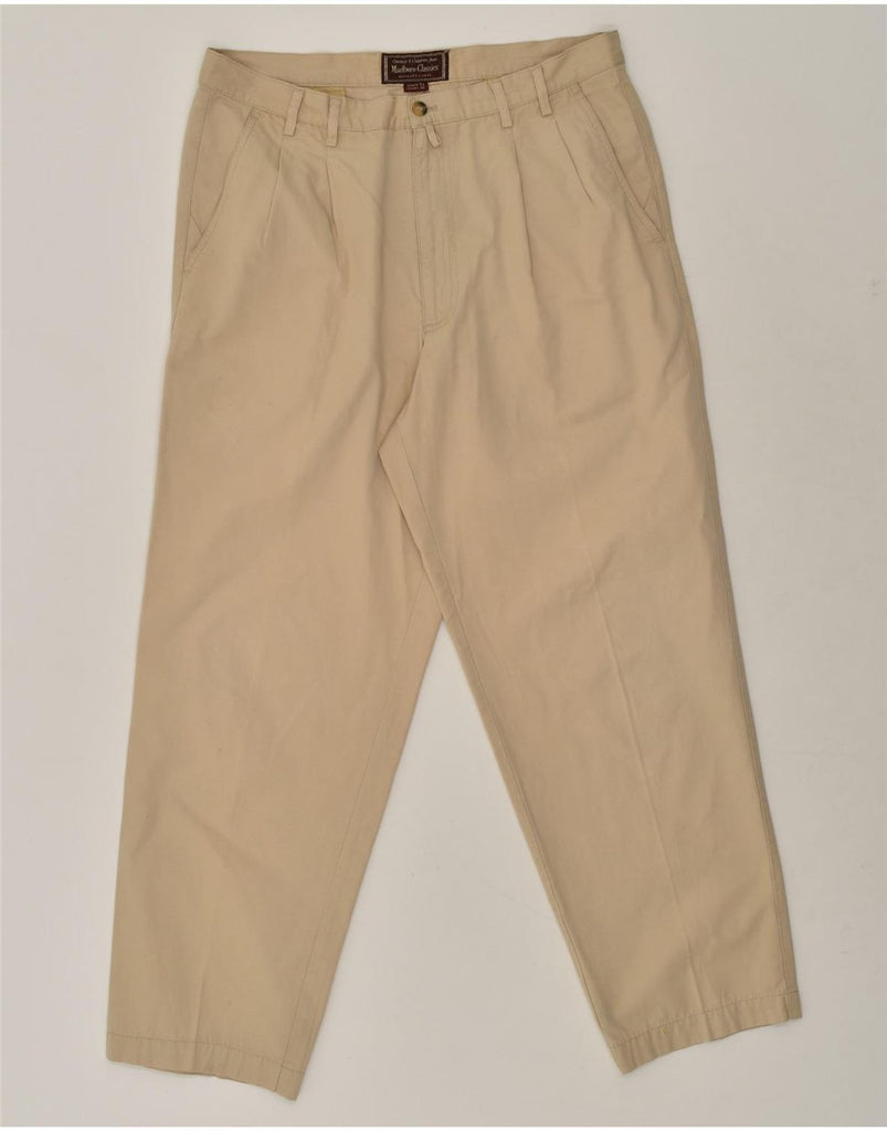 MARLBORO CLASSICS Mens Pegged Chino Trousers W36 L30 Beige Cotton | Vintage Marlboro Classics | Thrift | Second-Hand Marlboro Classics | Used Clothing | Messina Hembry 